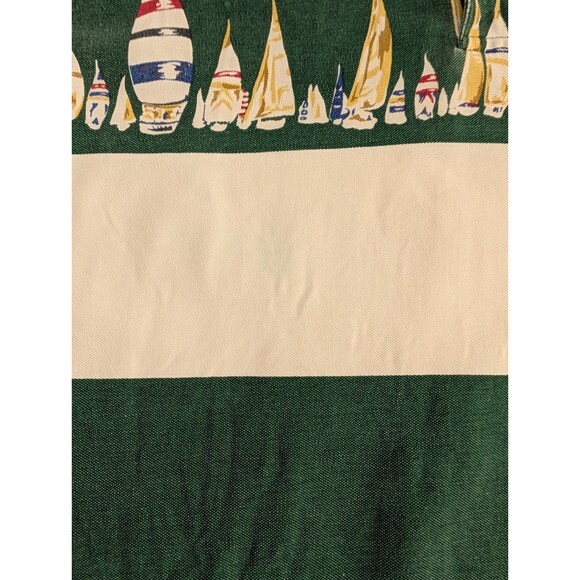 Vintage Nautica Sail Boats Vertical Striped Polo Shirt Green White M - Picture 4 of 9